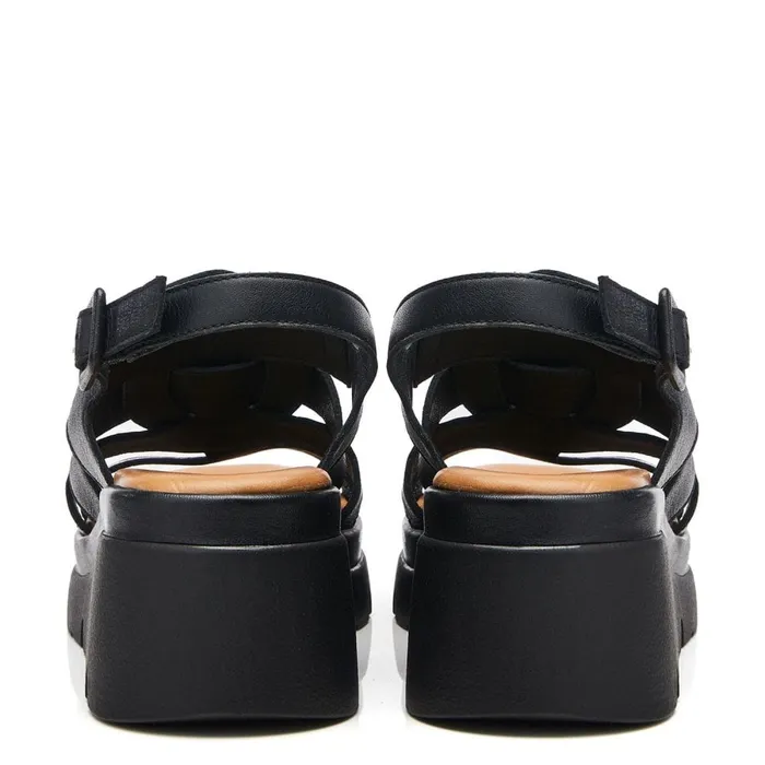 Wedge Sandals Women Moda In Pelle Shoon Sh Strake Black Leather