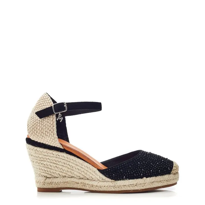 Wedge Sandals Women Moda In Pelle Willo Black Alcantara