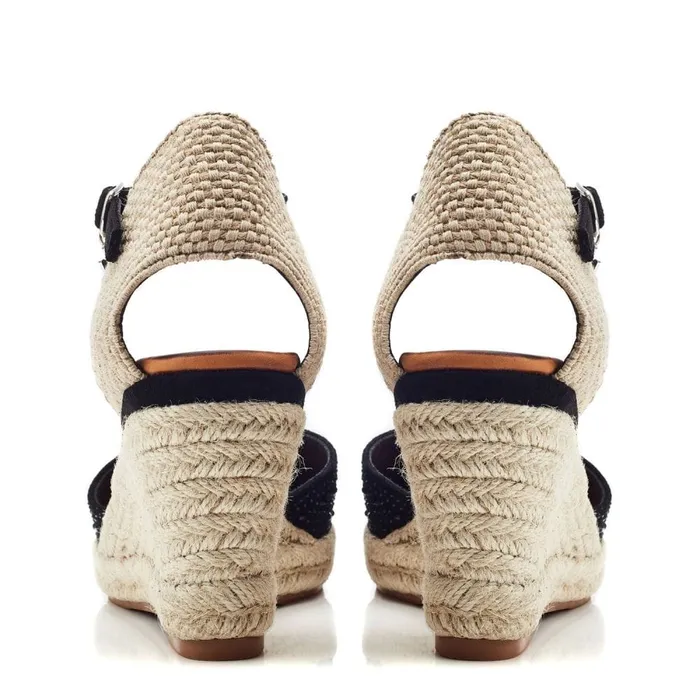Wedge Sandals Women Moda In Pelle Willo Black Alcantara