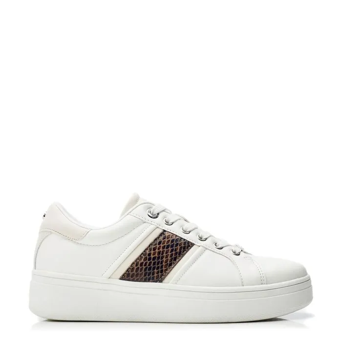 Wedge Trainers Women Moda In Pelle Alexxis White 8211 Snake Porvair