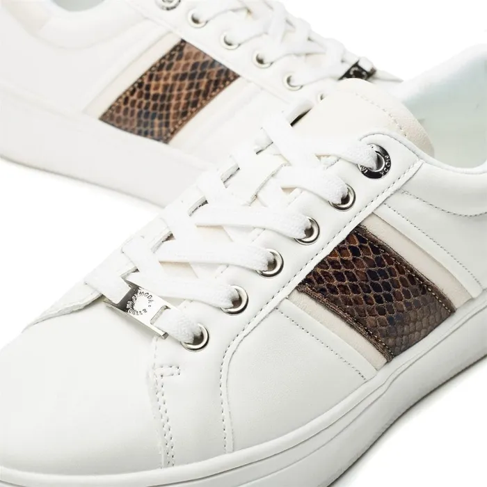 Wedge Trainers Women Moda In Pelle Alexxis White 8211 Snake Porvair