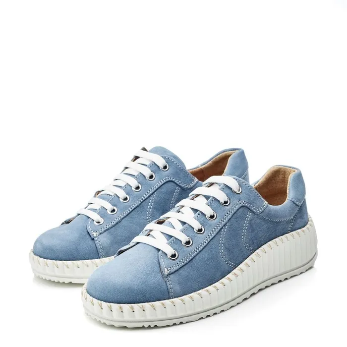 Wedge Trainers Women Moda In Pelle Shoon Sh Riyah Blue Leather