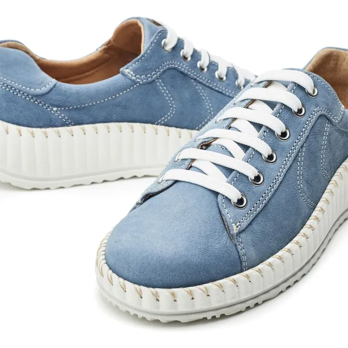 Wedge Trainers Women Moda In Pelle Shoon Sh Riyah Blue Leather