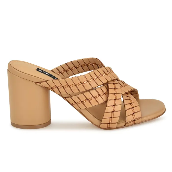 Wenea Strappy Heeled Slide Sandals Natural Women Nine West Mid Heels