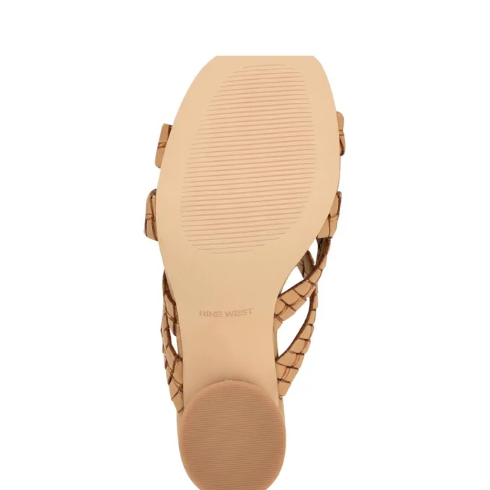 Wenea Strappy Heeled Slide Sandals Natural Women Nine West Mid Heels Wenea Strappy Heeled Slide Sandals Natural Women Nine West Mid Heels