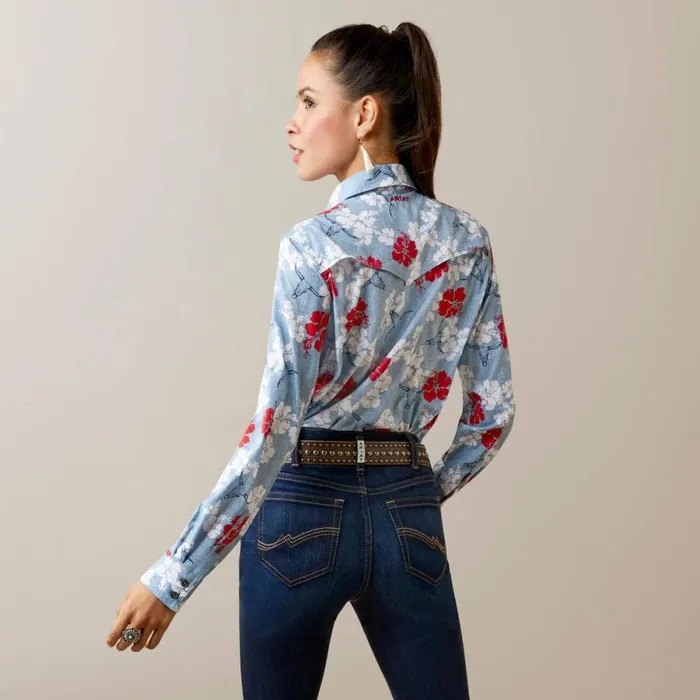 Western VentTEK Stretch Shirt Red White And Blue Pareau Prin Women Ariat TShirts and Tops Western VentTEK Stretch Shirt Red White And Blue Pareau Prin Women Ariat TShirts and Tops