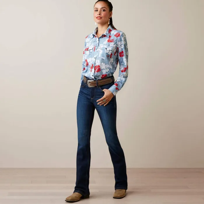 Western VentTEK Stretch Shirt Red White And Blue Pareau Prin Women Ariat TShirts and Tops Western VentTEK Stretch Shirt Red White And Blue Pareau Prin Women Ariat TShirts and Tops