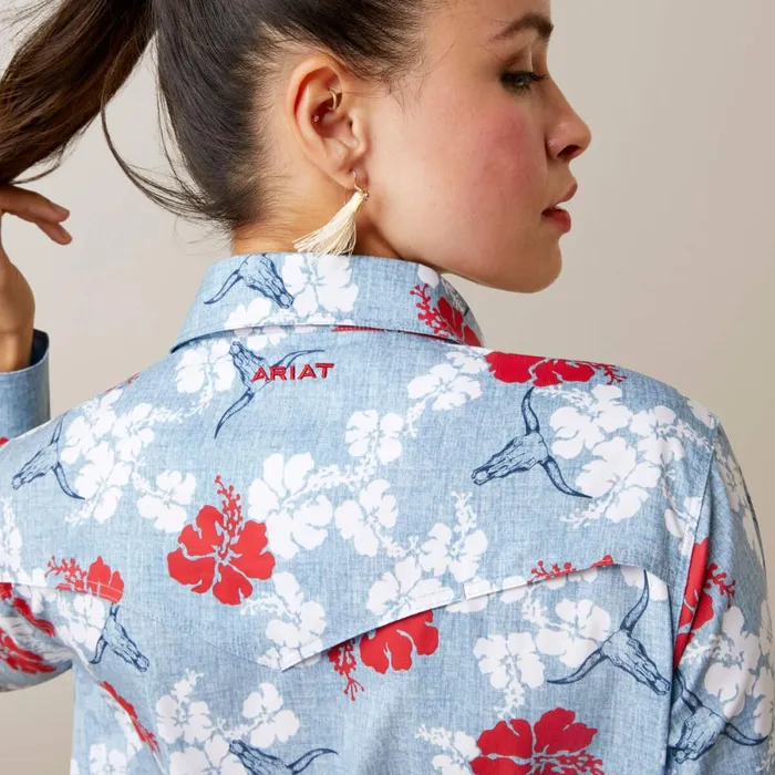 Western VentTEK Stretch Shirt Red White And Blue Pareau Prin Women Ariat TShirts and Tops Western VentTEK Stretch Shirt Red White And Blue Pareau Prin Women Ariat TShirts and Tops