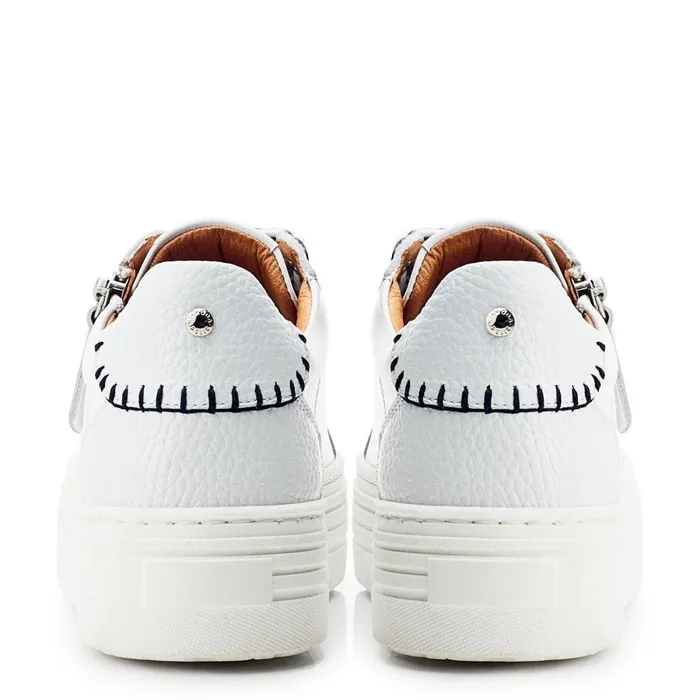 White Trainers Women Moda In Pelle Beaman WhiteNavy Leather