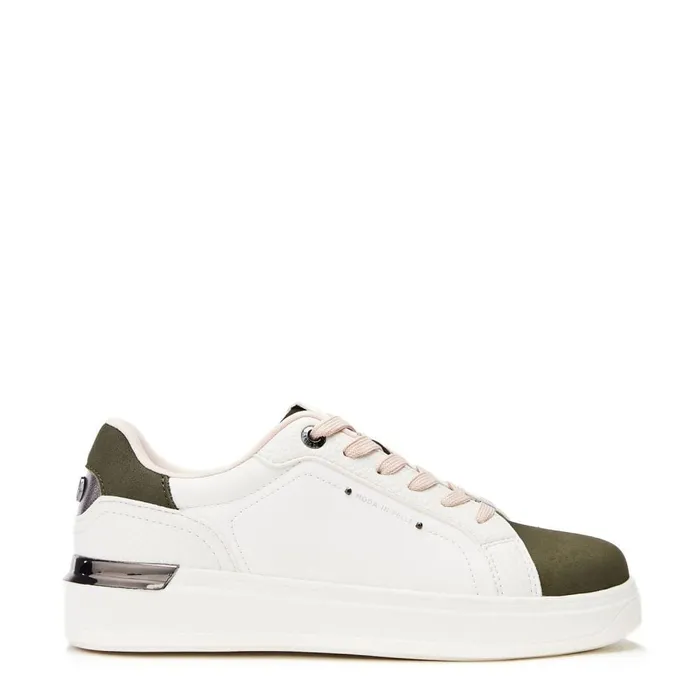 White Trainers Women Moda In Pelle Berneen WhiteGreen Porvair