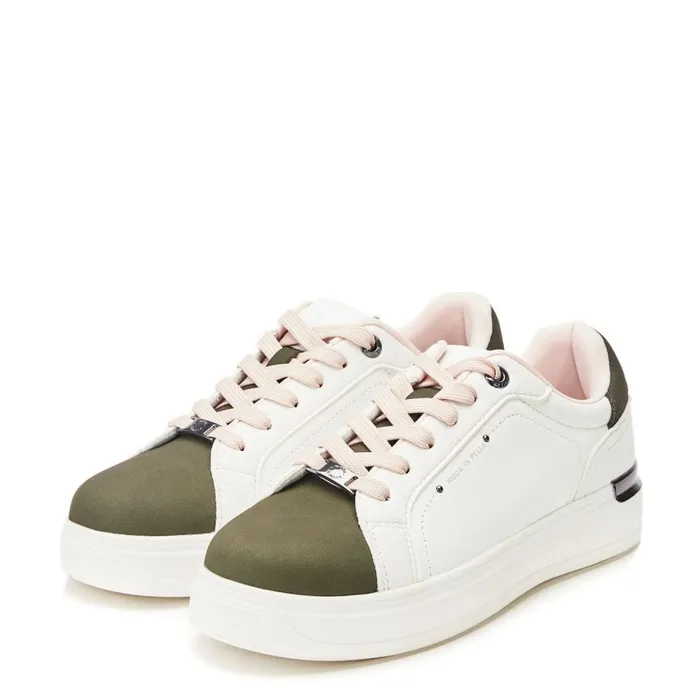 White Trainers Women Moda In Pelle Berneen WhiteGreen Porvair