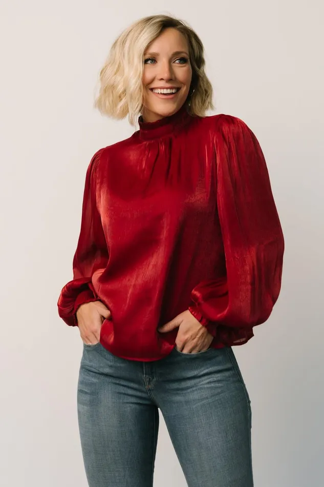 Willa Shimmer Top Wine Women Baltic Born Blouses Shirts