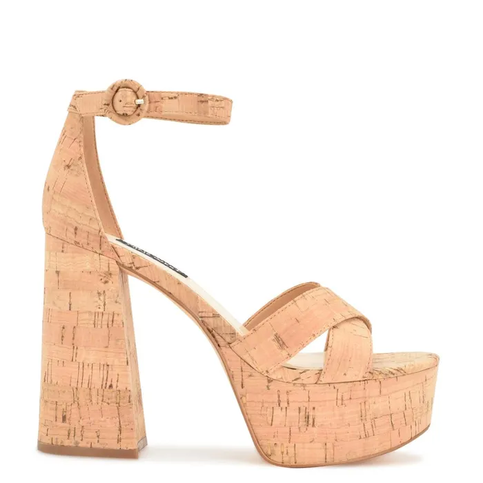 Willie Platform Sandals Natural Cork Women Nine West Sandals