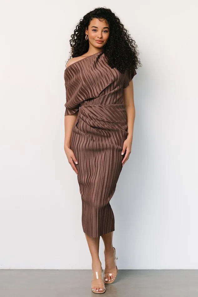 Winslow Pleated Midi Dress Mink Women Baltic Born Midi Dresses