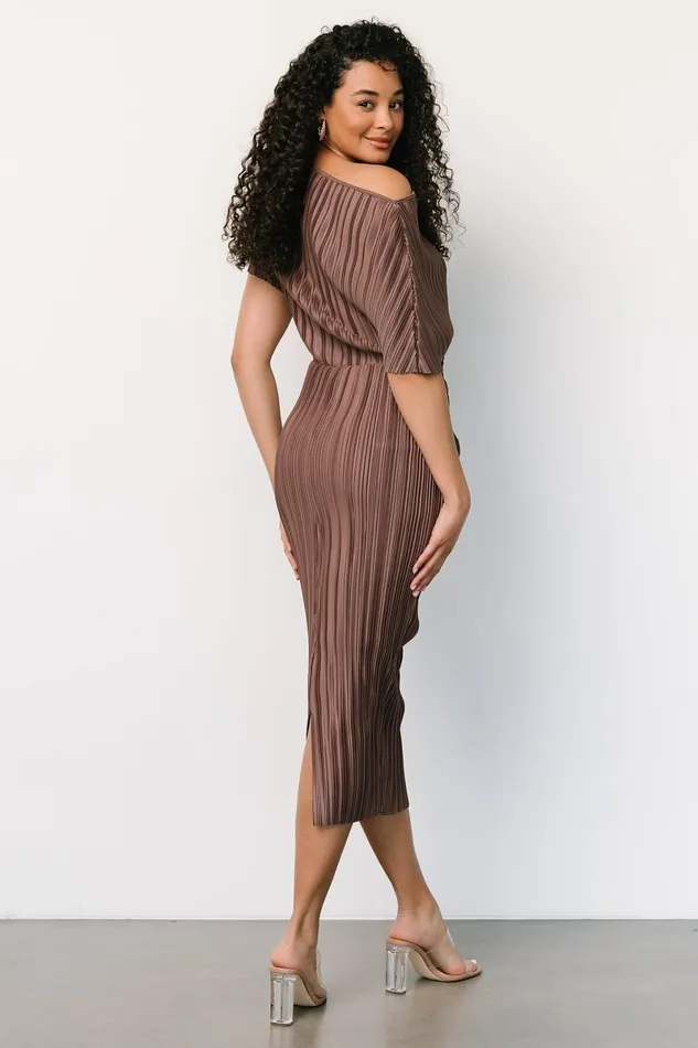 Winslow Pleated Midi Dress Mink Women Baltic Born Midi Dresses Winslow Pleated Midi Dress Mink Women Baltic Born Midi Dresses