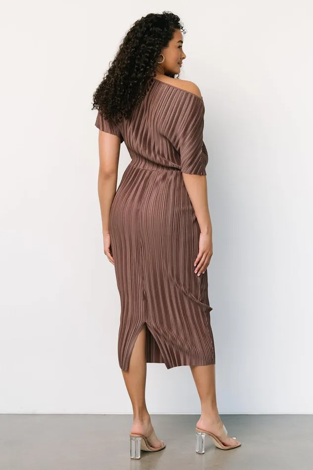 Winslow Pleated Midi Dress Mink Women Baltic Born Midi Dresses Winslow Pleated Midi Dress Mink Women Baltic Born Midi Dresses