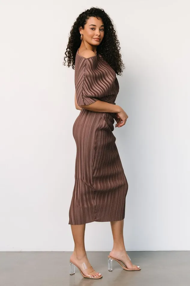 Winslow Pleated Midi Dress Mink Women Baltic Born Midi Dresses Winslow Pleated Midi Dress Mink Women Baltic Born Midi Dresses