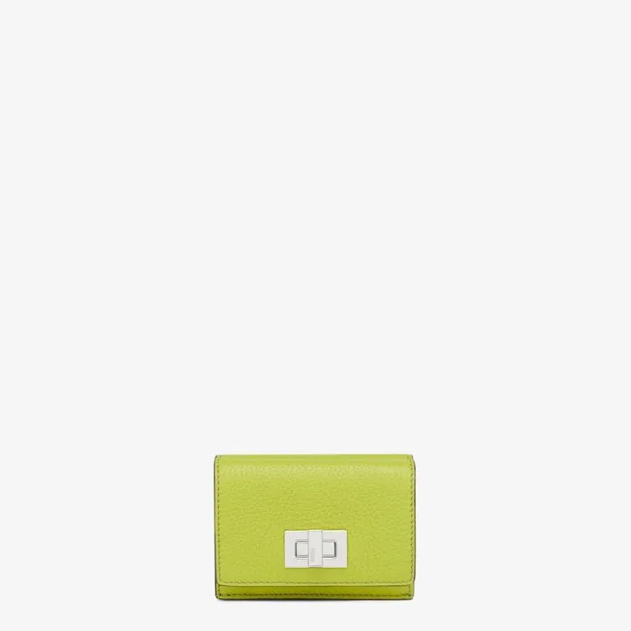 Woman Acid Green Leather Wallet Green Fendi Wallets