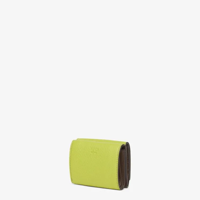 Woman Acid Green Leather Wallet Green Fendi Wallets