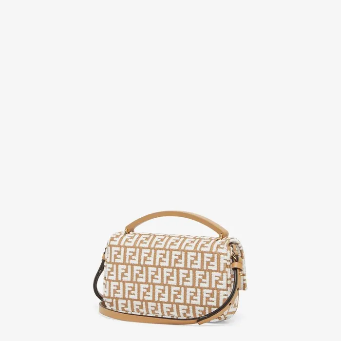 Woman Beige Ff Raffia Pouch Beige Fendi Mini Bags