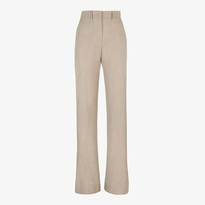 Woman Beige Flannel Trousers Beige Fendi Pants and Shorts
