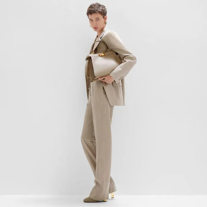 Woman Beige Flannel Trousers Beige Fendi Pants and Shorts