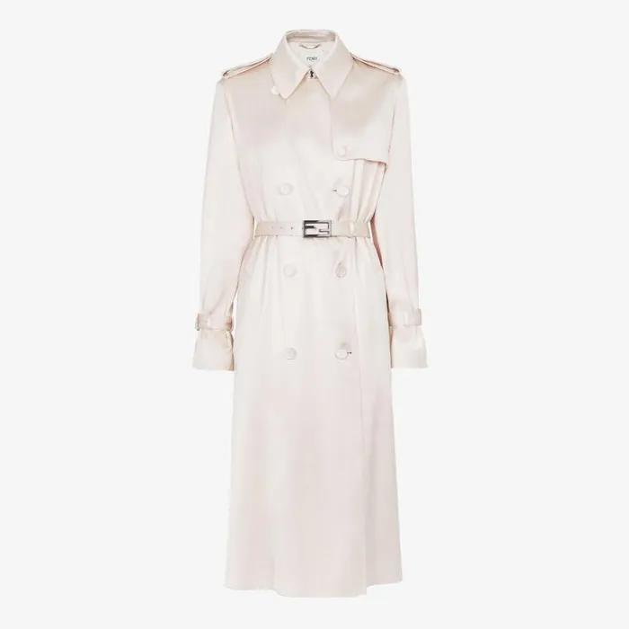 Woman Beige Silk Trench Coat Beige Fendi Coats and Outerwear