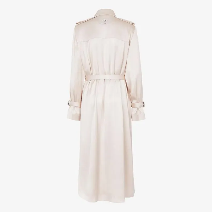 Woman Beige Silk Trench Coat Beige Fendi Coats and Outerwear