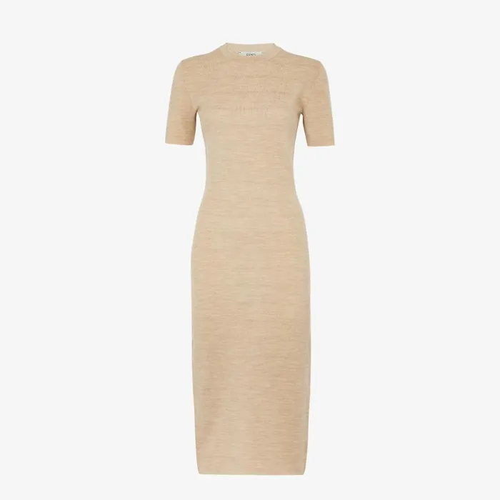 Woman Beige Wool Dress Beige Fendi Knitwear