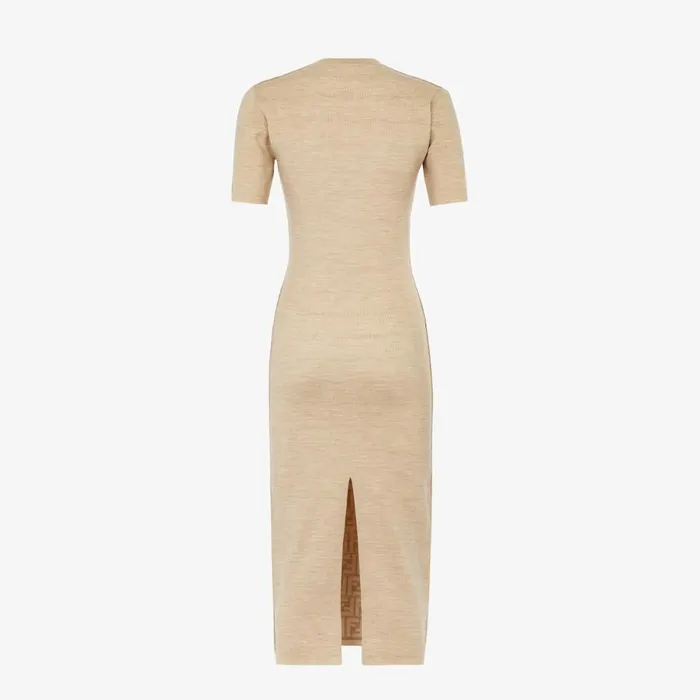 Woman Beige Wool Dress Beige Fendi Knitwear