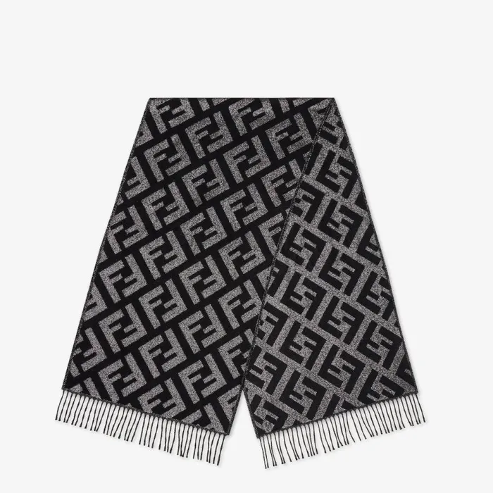 Woman Black Cashmere Scarf Black Fendi Scarves and Silks