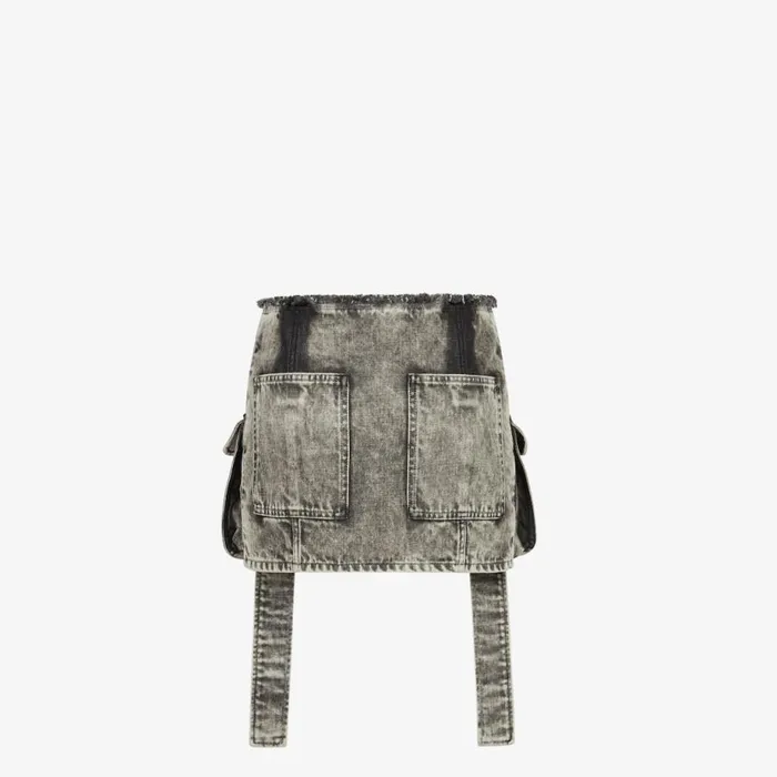 Woman Black Denim Skirt Black Fendi Denim