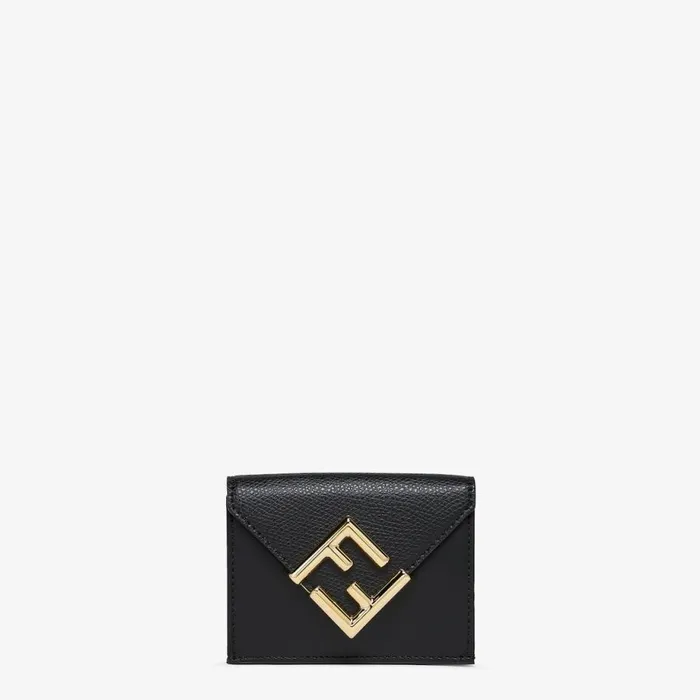 Woman Black Leather Wallet Black Fendi Wallets