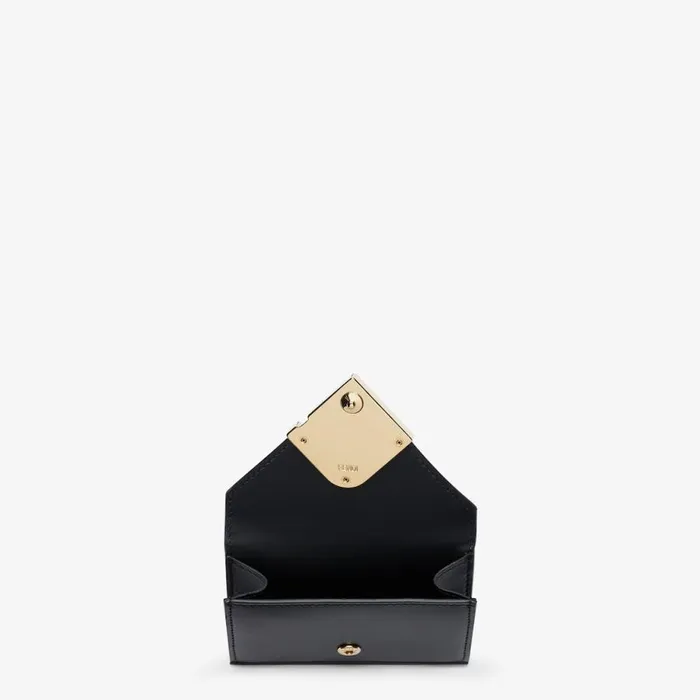 Woman Black Leather Wallet Black Fendi Wallets