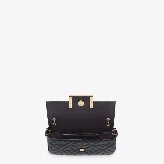 Woman Black Nappa Leather Pouch Black Fendi Mini Bags