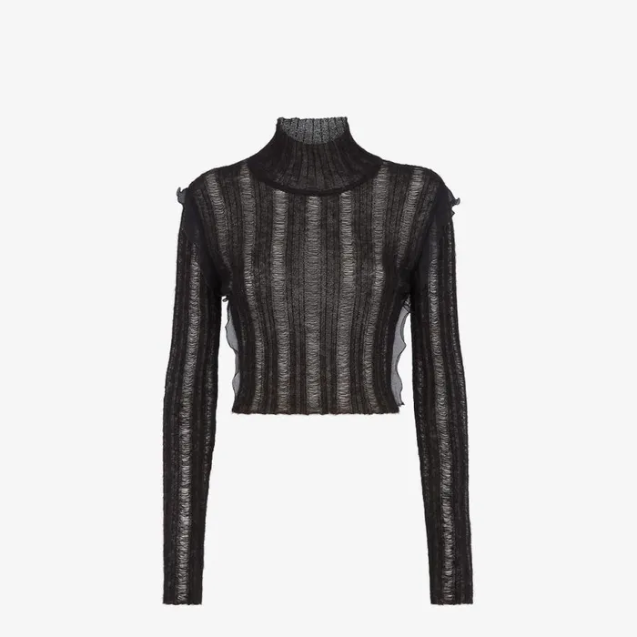 Woman Black Nylon And Mohair Jumper Black Fendi Knitwear