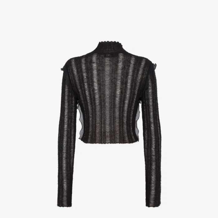 Woman Black Nylon And Mohair Jumper Black Fendi Knitwear