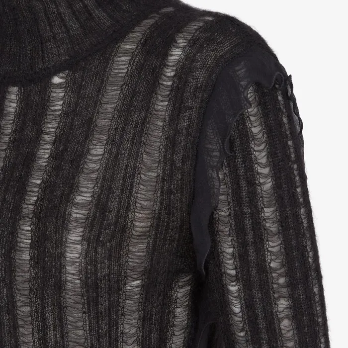 Woman Black Nylon And Mohair Jumper Black Fendi Knitwear