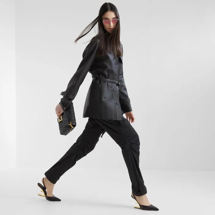 Woman Black Nylon Trousers Black Fendi Activewear