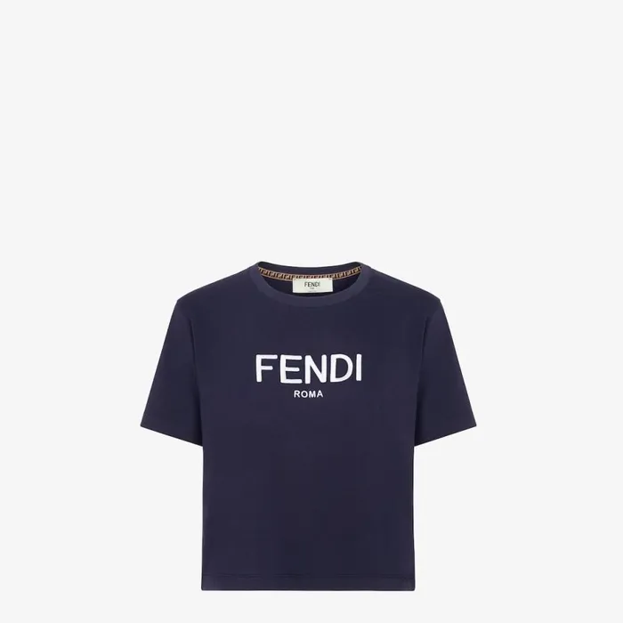 Woman Blue Cotton TShirt Blue Fendi Tshirts and Sweatshirts