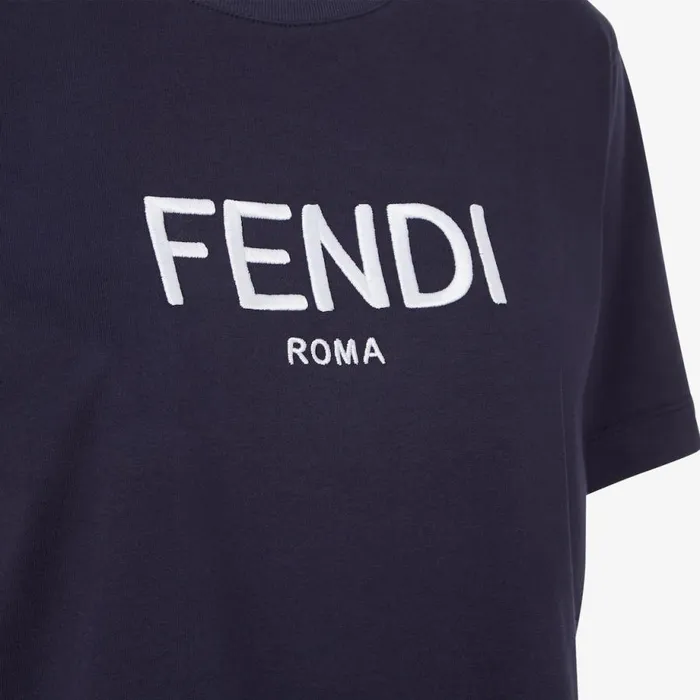 Woman Blue Cotton TShirt Blue Fendi Tshirts and Sweatshirts