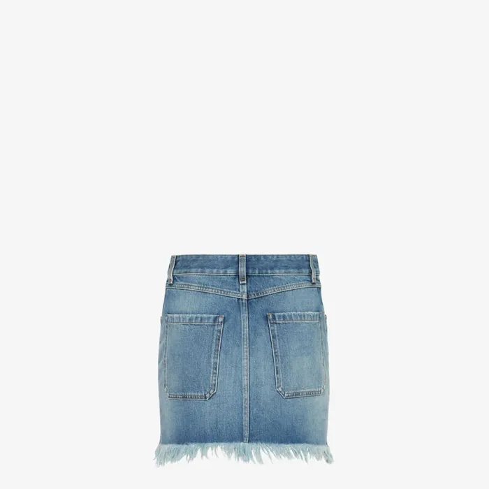Woman Blue Denim Skirt Blue Fendi Denim