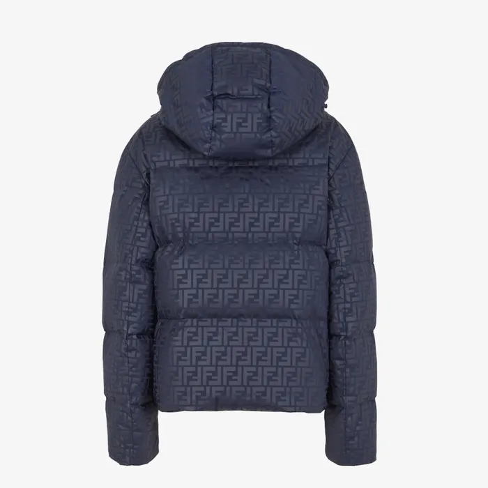 Woman Blue Ff Tech Fabric Down Jacket Blue Fendi Skiwear