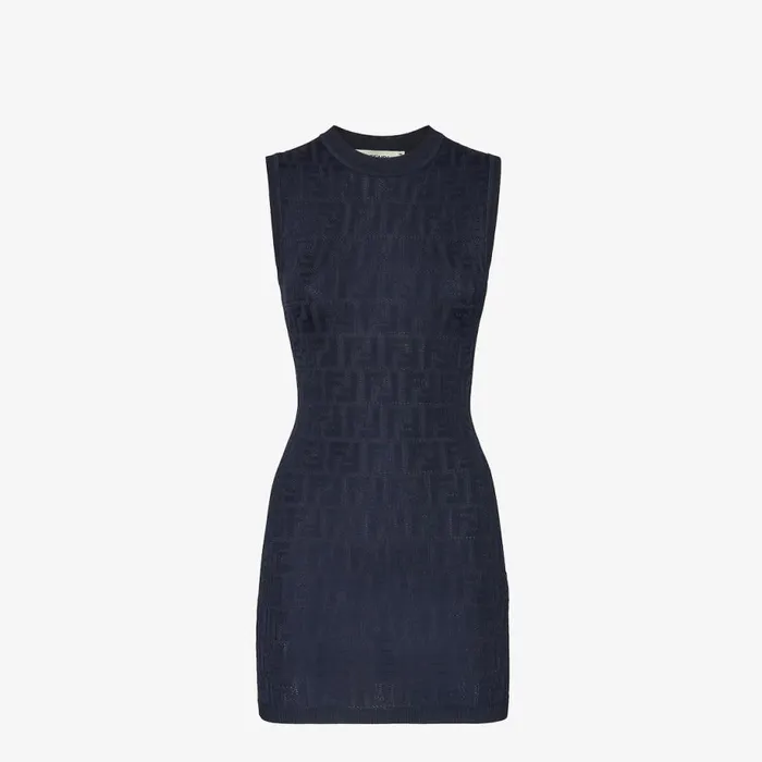 Woman Blue Knit Dress Blue Fendi Dresses and Jumpsuits