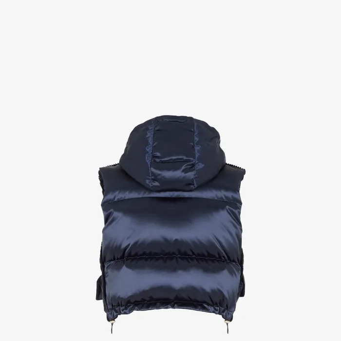 Woman Blue Nylon And Mink Gilet Blue Fendi Coats and Outerwear
