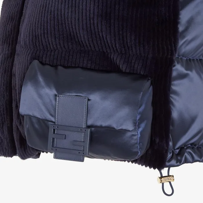 Woman Blue Nylon And Mink Gilet Blue Fendi Coats and Outerwear