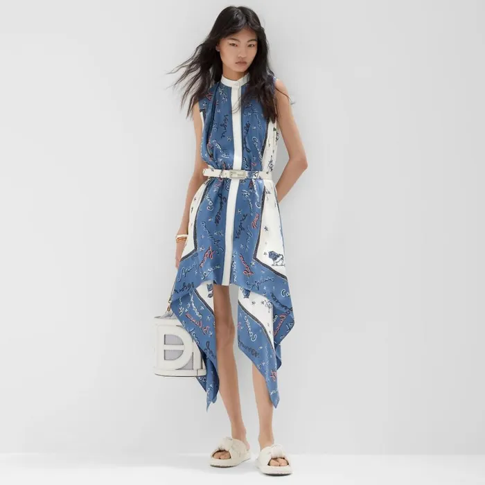 Woman Blue Silk Dress Blue Fendi Dresses and Jumpsuits