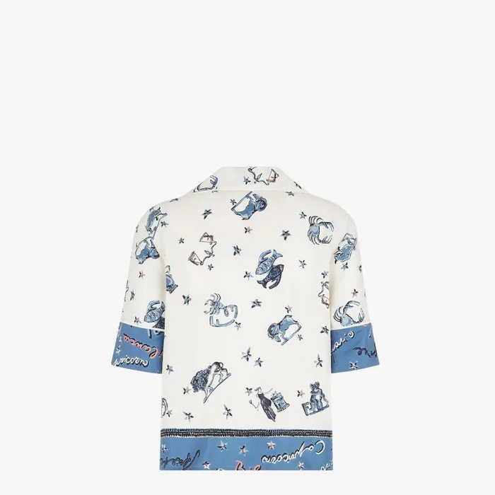 Woman Blue Silk Shirt Blue Fendi Tops and Shirts