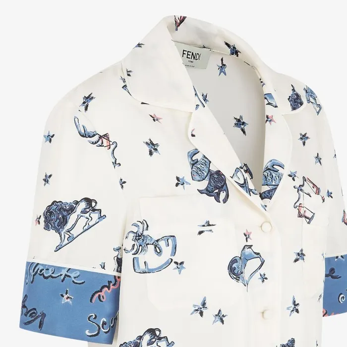 Woman Blue Silk Shirt Blue Fendi Tops and Shirts