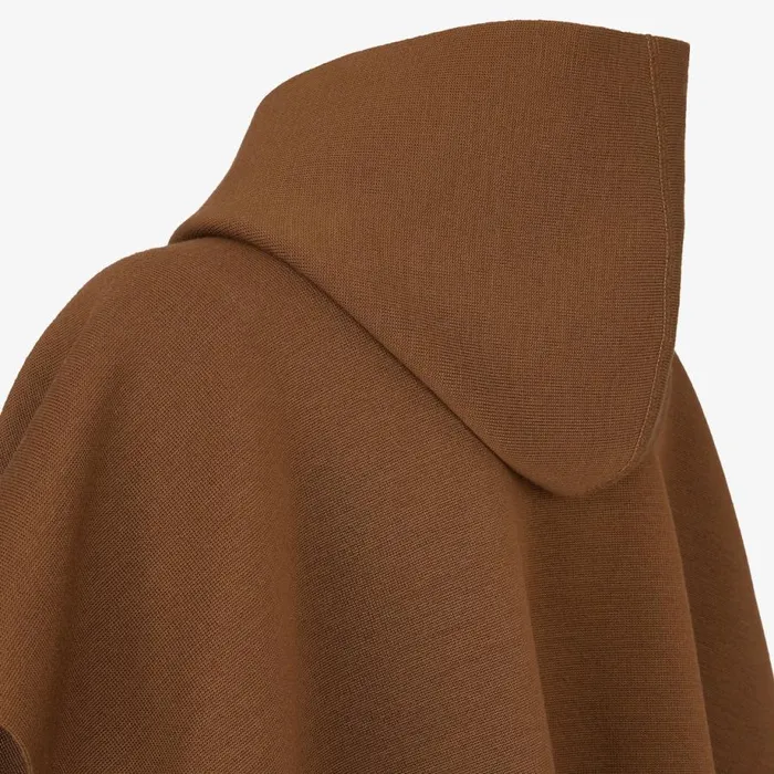 Woman Brown And Beige Wool Poncho Beige Fendi Scarves and Silks